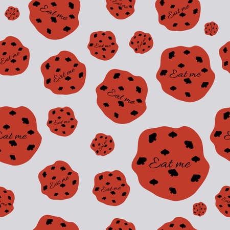 Alice Eat Me Cookie from Wonderland World. Seamless Vector Texture Can Be Used for Wallpapers, Pattern Fills, Web Page Backgrounds, Surface Textures.のイラスト素材