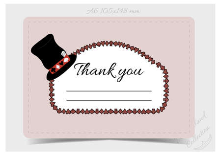 Thank you Note - Hatter Hat from Wonderland.  Printable Vector Illustration for Graphic Projects, Parties and the Internet.の写真素材