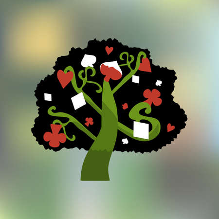 Alice Tree from Wonderland Garden or Forest -Tea Party, Birthday, Children Party, Bridal Shower. Vector illustration for Graphic projects, Real Life Parties and the Internet.のイラスト素材