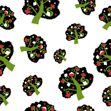 Tree from Wonderland Forest or Garden. Seamless Vector Texture Can Be Used for Wallpapers, Pattern Fills, Web Page Backgrounds, Surface.のイラスト素材