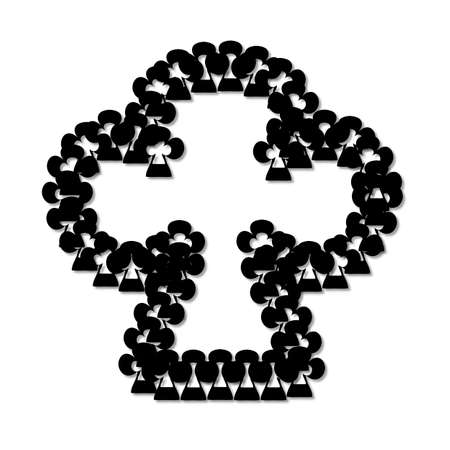 Suit of clubs icon black on white backdrop. Vector illustration for graphic projects, Parties, Business, Web. Isolated Icon Can be used for Game, Web, Mobile App, Infographics.のイラスト素材