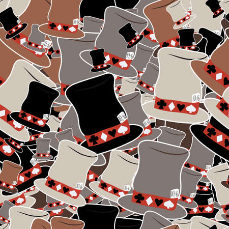 Hatter Hat from Wonderland World. Seamless Vector Texture Can Be Used for Wallpapers, Pattern Fills, Web Page Backgrounds, Surface Textures.のイラスト素材