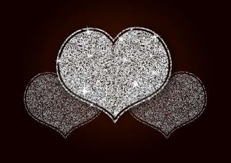 Silver White Shining Glitter Heart for a Valentine Day. Can be used for Love Letter, Card, Valentines day Celebration, design, etc.のイラスト素材