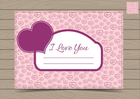 Pink Valentine Card Template with Hearts for a Saint Valentines Day.の写真素材