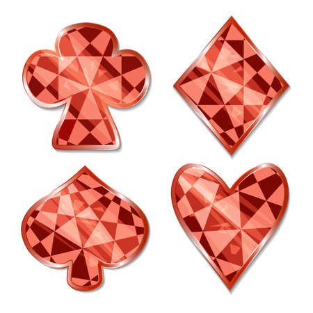 Icons collection of suits vector illustration. Diamonds, Spades, Clubs, Hearts for Business, Web, Game and Mobile App and Infographics. Game Asset. の写真素材