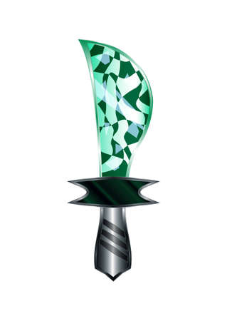 Dagger Cartoon Medieval Weapon Isolated on White Background Element. Sword Vector Illustration Icon Can be used for RPG, Web, Mobile App, Infographics. Game asset.のイラスト素材