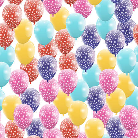 Seamless Background Balloons. Vector Illustration Design for Birthday, Children Party, Baby Shower, Wedding. Backdrop Can be Used for Wallpapers, Curtain, Plates, Surface Textures, Wrappingの写真素材