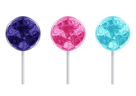 Set of Colorful Birthday Lollipops Isolated on White Background. Vector Illustration Design for Children Party, Baby Shower, Wedding.  の写真素材
