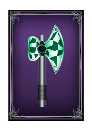 Stock Frame Axe Cartoon Medieval Weapon Element. Vector Illustration Can be used for RPG, Web, Mobile App, Infographics. Game asset.の写真素材