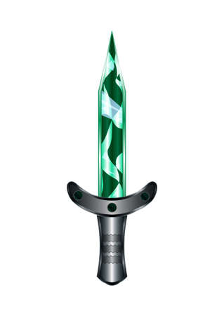 Dagger Cartoon Medieval Weapon Isolated on White Background Element. Scabbard Vector Illustration Icon Can be used for RPG, Web, Mobile App, Infographics. Game asset.のイラスト素材