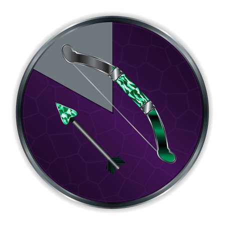 Arrow and Bow in Progress Frame Cartoon Medieval Weapon. Vector Illustration Can be used for RPG, Web, Mobile App, Infographics. Game asset.の写真素材