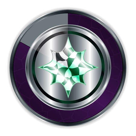 Round Shield in Progress Frame Cartoon Medieval Weapon. Vector Illustration Can be used for RPG, Web, Mobile App, Infographics. Game asset.の写真素材