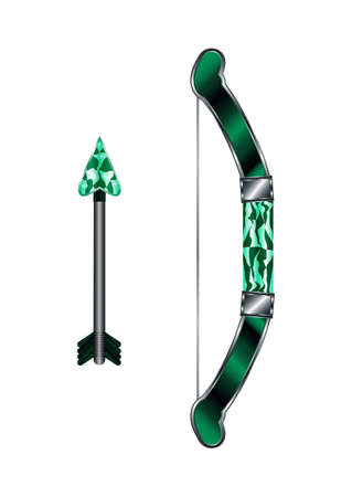 Arrow and Bow Cartoon Medieval Weapon Isolated on White Background Element. Vector Illustration Icon Can be used for RPG, Web, Mobile App, Infographics. Game asset.の写真素材