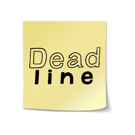 Deadline - hand drawn lettering on Sticky Paper Template. Vector illustration quote. Handwritten inscription phrase for office, presentation, t-shirt print, poster design.のイラスト素材