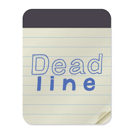 Deadline - hand drawn lettering on Notebook Template. Vector illustration quote. Handwritten inscription phrase for office, presentation, t-shirt print, poster design.のイラスト素材