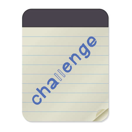 Challenge -  Lettering on Notebook Template. Vector Illustration Quote. Handwritten Inscription Phrase for Office, Presentation, T-shirt Print, Poster, Cover, Case Design.のイラスト素材