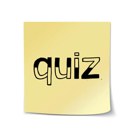 QUIZ - Hand Drawn Lettering on Sticky Note Template. Vector Illustration Quote. Handwritten Inscription Phrase for Office, Presentation, T-shirt Print, Poster, Cover, Case Design.の写真素材