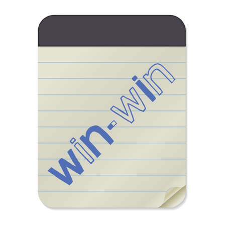 Win-Win Hand Drawn Lettering on Notebook Template. Vector Illustration Quote. Handwritten Inscription Phrase for Office, Presentation, T-shirt Print, Poster, Cover, Case Design.の写真素材