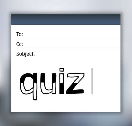 QUIZ - Hand Drawn Lettering on Email Template. Vector Illustration Quote. Handwritten Inscription Phrase on Blur Background.の写真素材