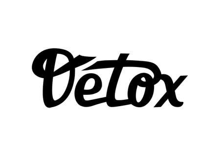 Detox Logo Isolated on White Background. Hand Drawn Lettering, Emblem Vector Illustration for Web Graphic Design, Print, Logotype, Brand, Symbol.の写真素材