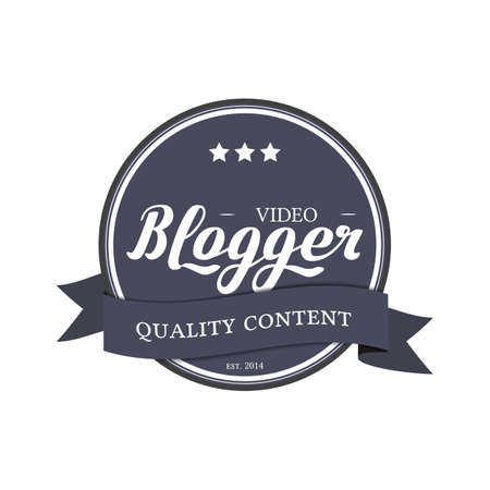 Round Badge Video blog with Hand Drawn Lettering emblem vector illustrationのイラスト素材