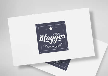 Round Badge Video Blogger with Hand Drawn Lettering Isolated on Business Card Template.の写真素材