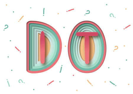 Do It - Motivation Lettering Design of Paper Cut Colorful Layers Carving on White Background with Exclamation, Quastion Mark.の写真素材