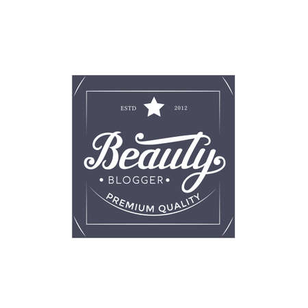 Round Badge Beauty Blogger with Hand Drawn Lettering Isolated in White Background.の写真素材