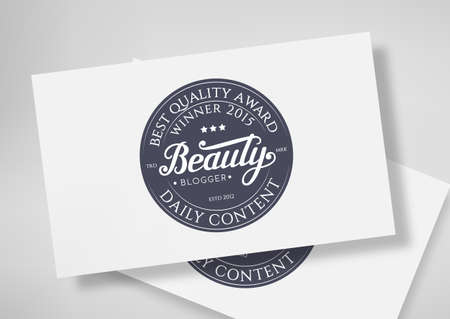 Round Badge Beauty Blogger with Hand Drawn Lettering Isolated on Business Card Template.の写真素材