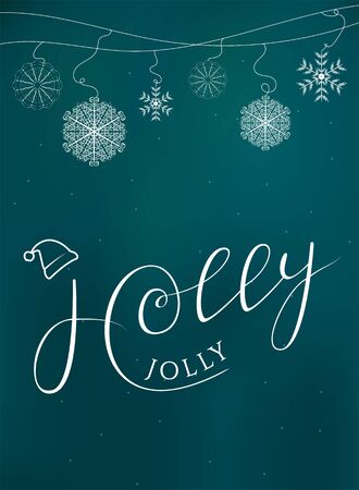 Holly Jolly New Year Hand Drawn Lettering Postcard Template.の写真素材