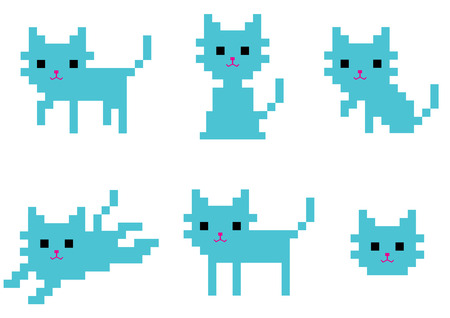 pixel cat sit and walkのイラスト素材