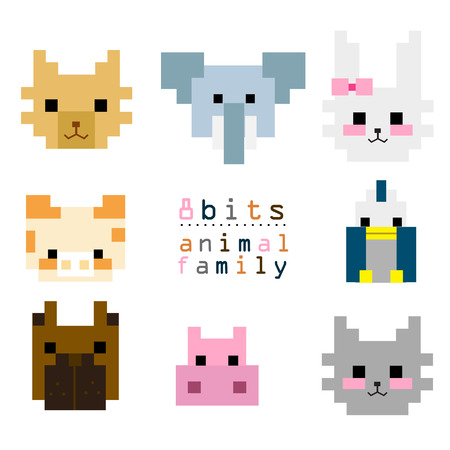 8BITs animal family 01のイラスト素材