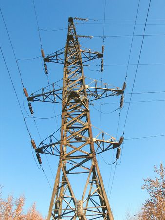 Electric steel tower. Tashkent, Uzbekistan, winter 2007 の写真素材