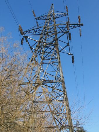 Overhead line support. Tashkent, Uzbekistan, winter 2007 の写真素材