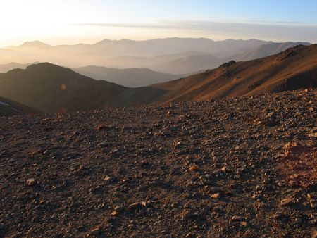 Evening in mountains. Babaytag region, Uzbekistan, fall 2007の写真素材