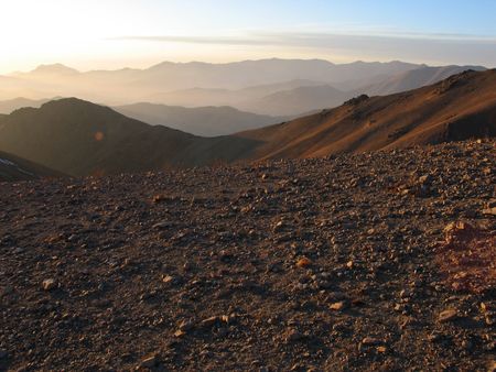 Evening in mountains. Babaytag region, Uzbekistanの写真素材