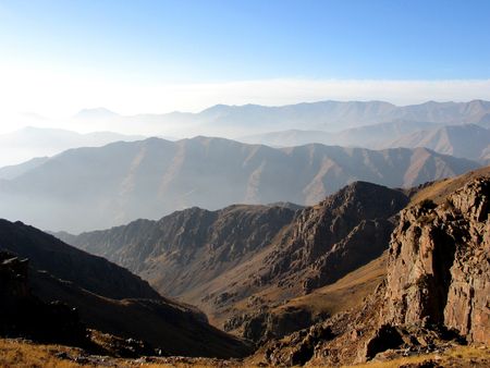 Evening in mountains. Babaytag region, Uzbekistanの写真素材