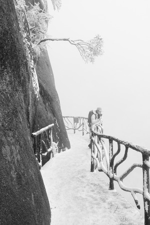 Walkway on a mountain during winterのeditorial素材