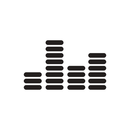 black vector icon on white background sound and audio wavesのイラスト素材
