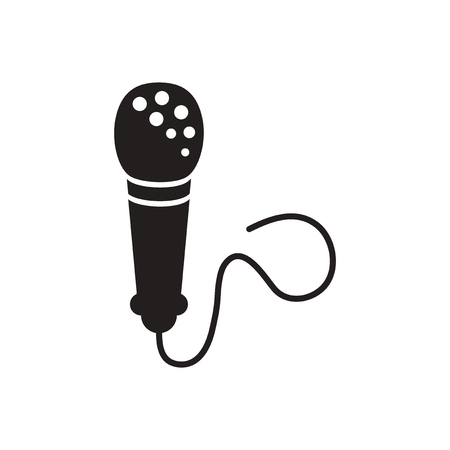 black vector icon on white background  microphone in flat styleのイラスト素材
