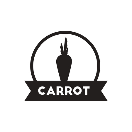 black vector icon on white background  carrot emblemのイラスト素材