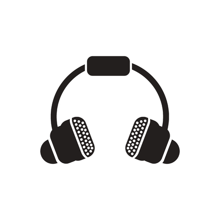 black vector icon on white background  music headphonesのイラスト素材