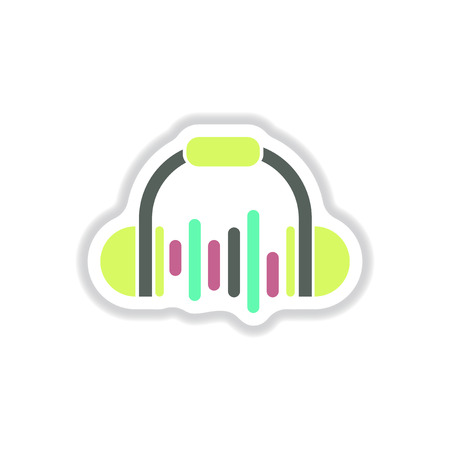 color label design collection of music headphonesのイラスト素材