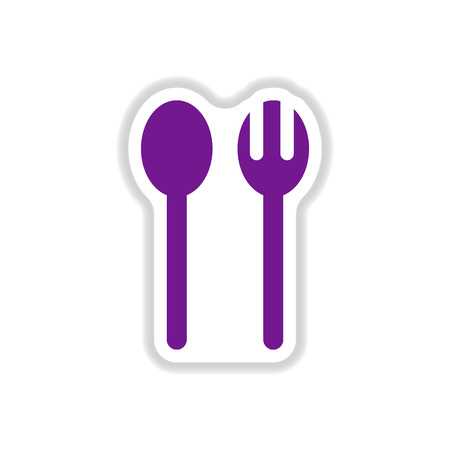 Label icon on design sticker collection spoon forkのイラスト素材