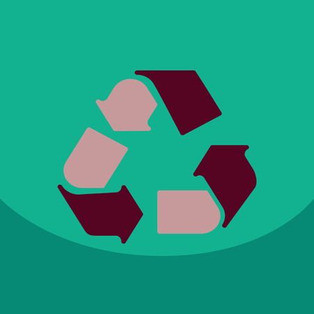 Simple Recycle flat icon with stroke on color backgroundのイラスト素材