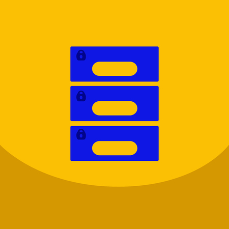 Flat style office cabinet on colour background Vector archive filling box with closed lockのイラスト素材