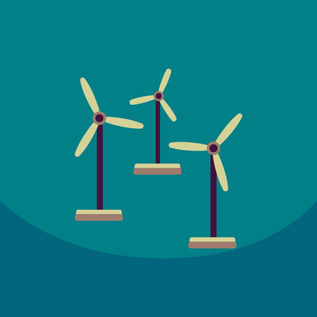 Wind Turbine Alternative Energy Resource Nature Background Banner Flat Vector Illustrationのイラスト素材