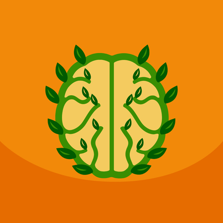 Eco brain with leafs on ecology style with Bashersのイラスト素材