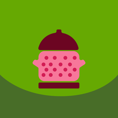 Cartoon metal pan Vector saucepan image, kitchen casserole cooker illustrationのイラスト素材