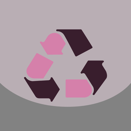 Simple Recycle flat icon with stroke on color backgroundのイラスト素材